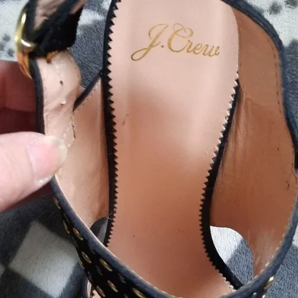 J.Crew Stella 3.5 Inch Block Heel Black Suede Leather Strappy Sandal Size 8.5 - Picture 4 of 16